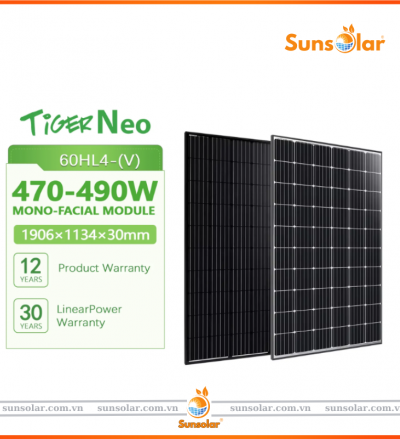 Pin Năng Lượng Mặt Trời Jinko Tiger Neo 490W 60HL4-(V) Mono: Lựa Chọn Tối Ưu Cho Hệ Thống Điện Mặt Trời