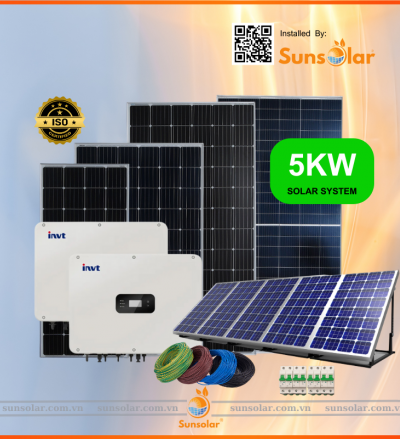 Báo Giá Chi Phí Lắp Đặt Hệ Thống Điện Mặt Trời 5KW- Pin AE 580W, Inerter INVTsolar