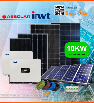 Báo Giá, Chi Phí Lắp Đặt Hệ Thống Điện Năng Lượng Mặt Trời 10kw, 1 Pha - AEsolar panel, INVT Inverter