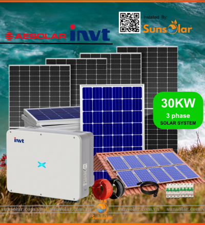 Báo Giá Chi Phí Lắp Đặt Hệ Thống Điện Mặt Trời 30kw, 3 pha - Pin AEsolar, Inverter INVT