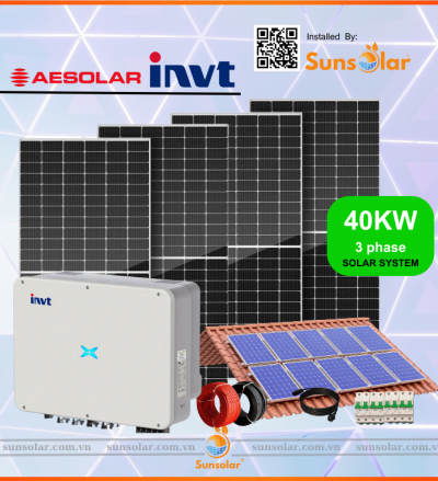 Báo Giá Chi Phí Lắp Đặt Hệ Thống Điện Mặt Trời 40KW, 3 Pha - Pin AE soalr, Inverter INVT
